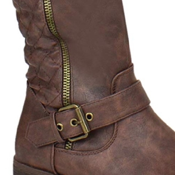 Margo Brown Tufted Knee High Buckle Riding Boot - Picture 3 of 7